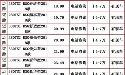 大众汽车报价表_大众汽车报价表及图片